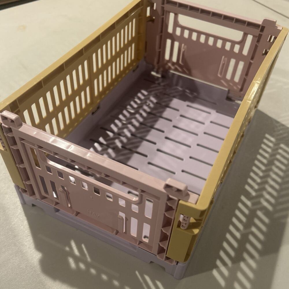 HAY Golden Yellow FOLDING STORAGE CRATE. New SET 12
